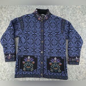 Icelandic Design | Nordic Wool Jacket | Floral Embroidered | Size‎ Small